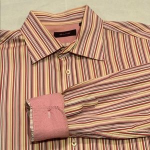 Sand striped spread-collar shirt
